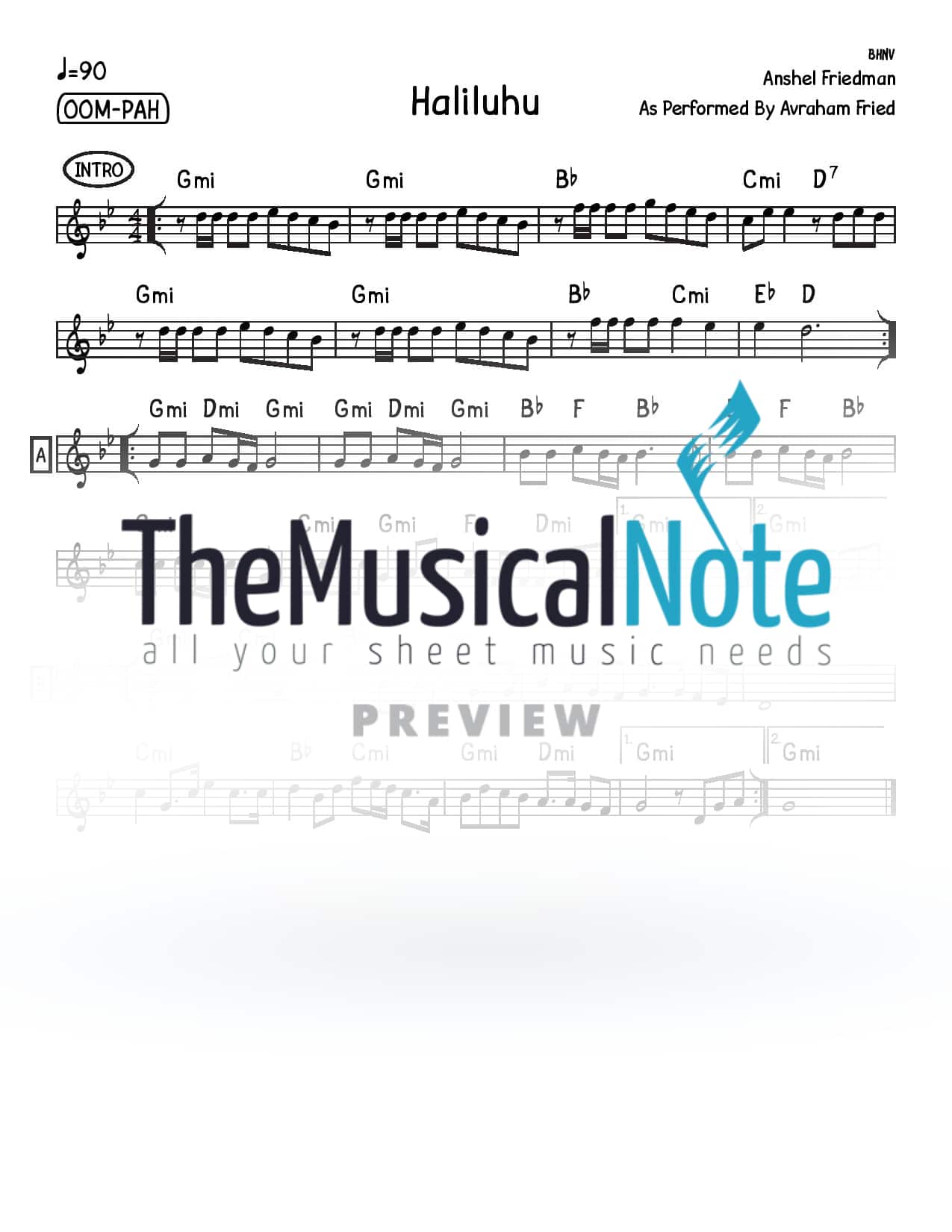 Avraham Fried - Haliluhu (Lead Sheet)