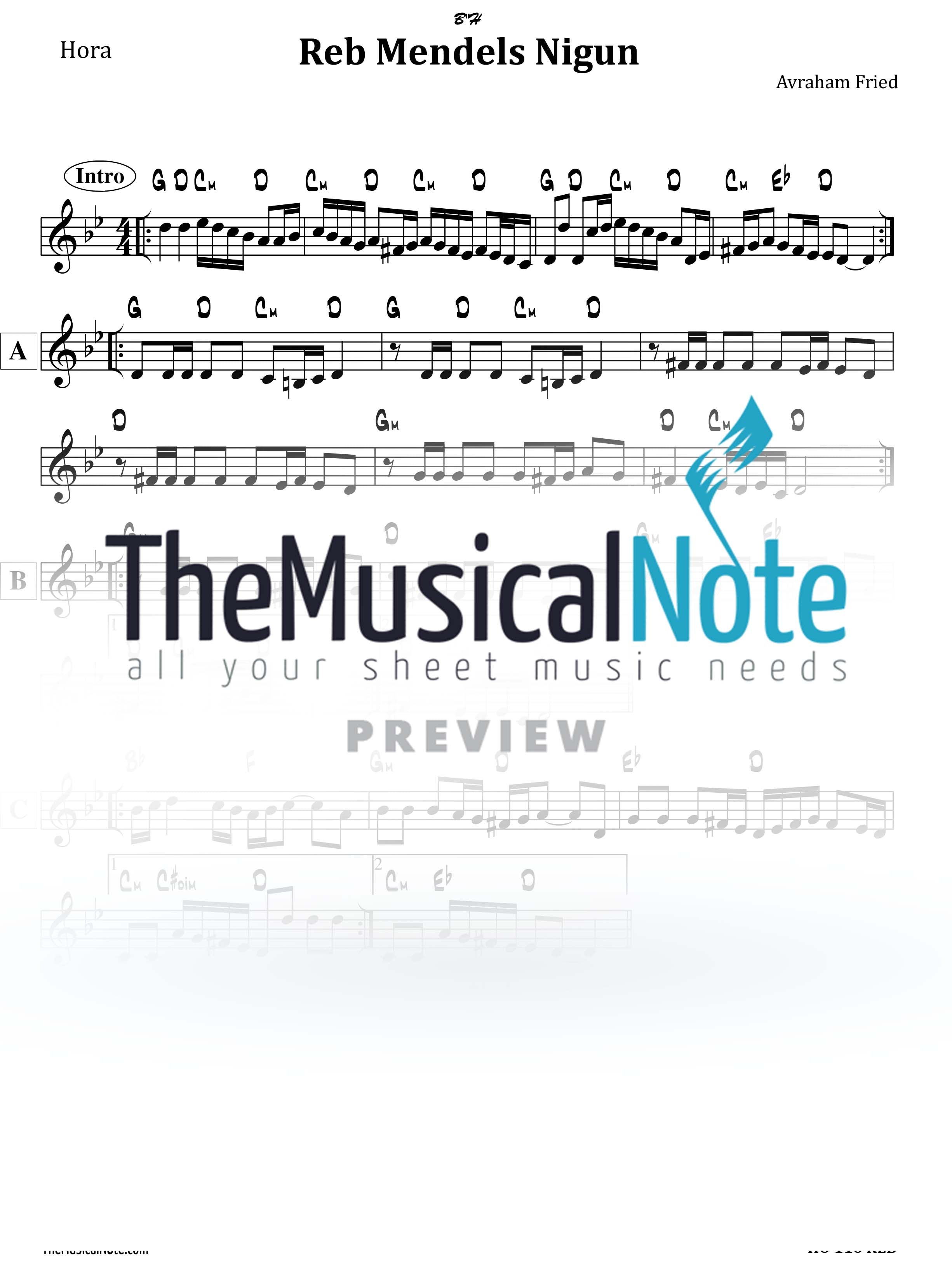 Avraham Fried - Reb Mendels Nigun (Lead Sheet)