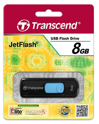 Transcend 8GB JetFlash 500 Retractable USB 2.0 Flash Drive - Black