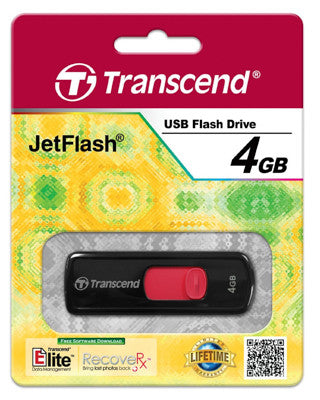 Transcend 4GB JetFlash 500 Retractable USB 2.0 Flash Drive - Black