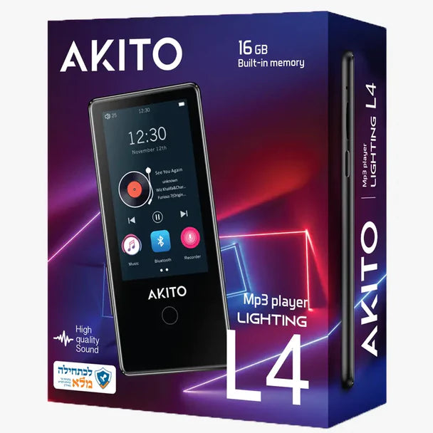 נגן MP3 כשר Akito L4 ללא חריץ Sd - 16GB