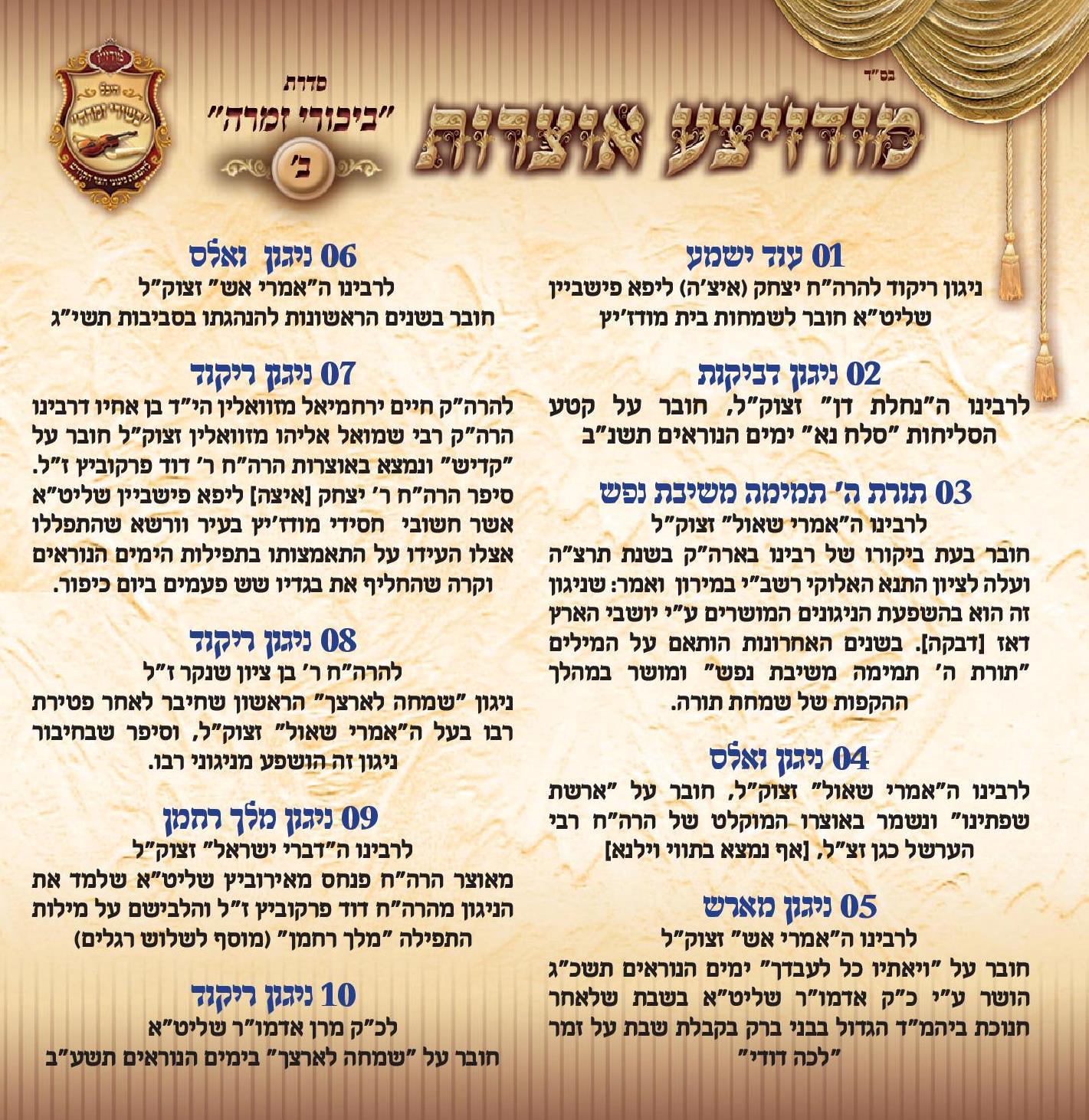 Modzitzer Oitzres 2 (Bikurei Zimra Series)