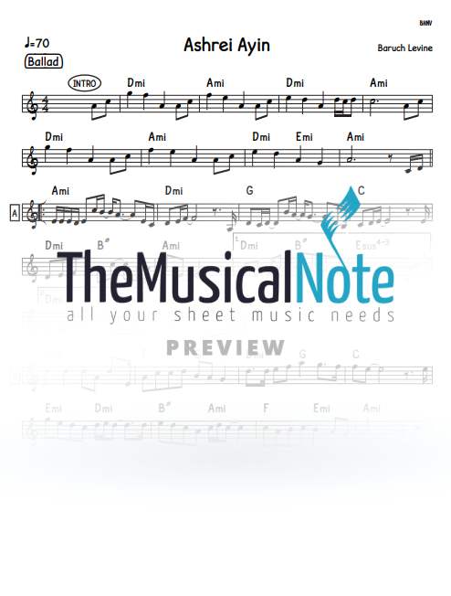 Baruch Levine - Ashrei Ayin (Lead Sheet)