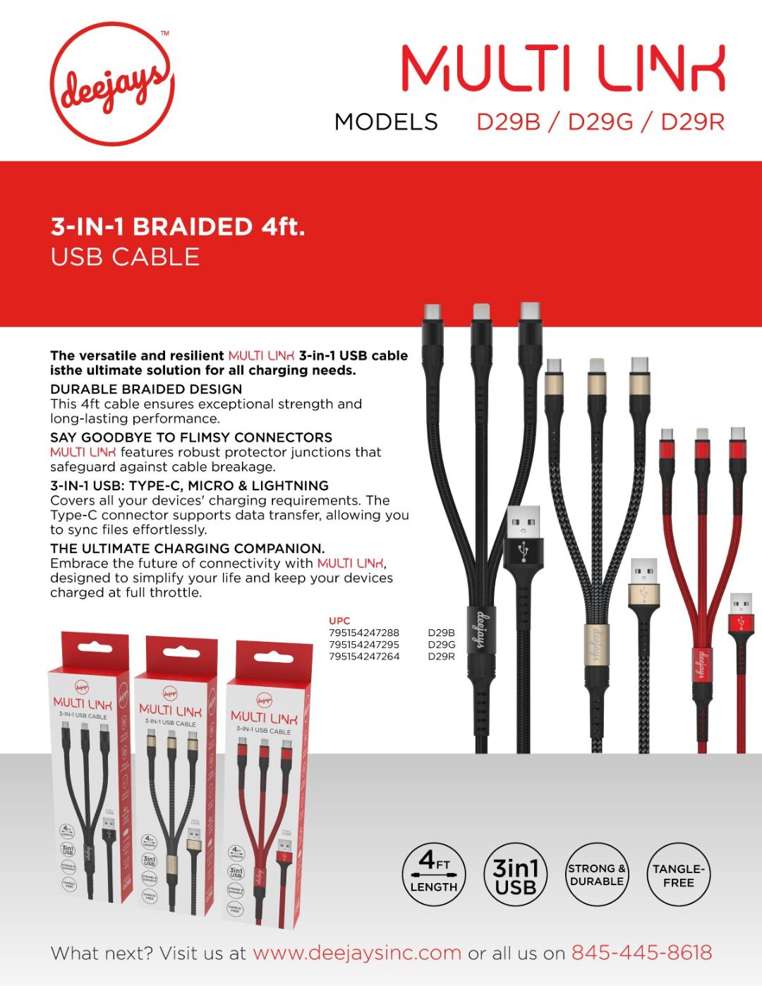 D29 Multi Link 3-in-1 Usb Cable