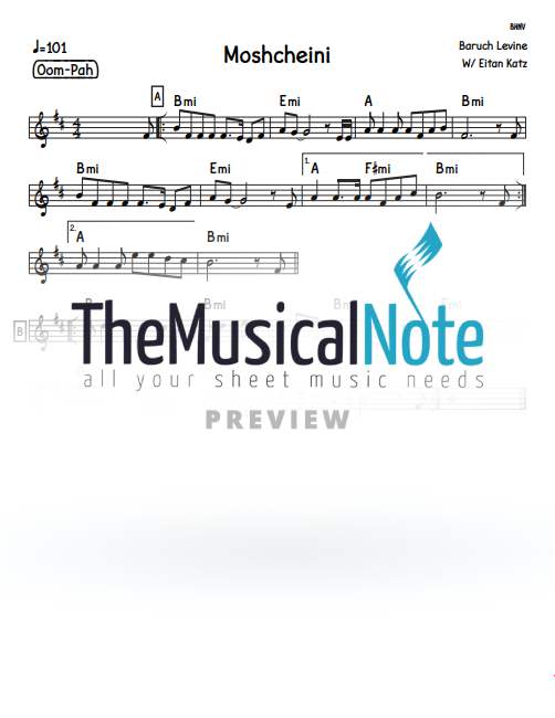 Baruch Levine - Moshcheini (Lead Sheet)