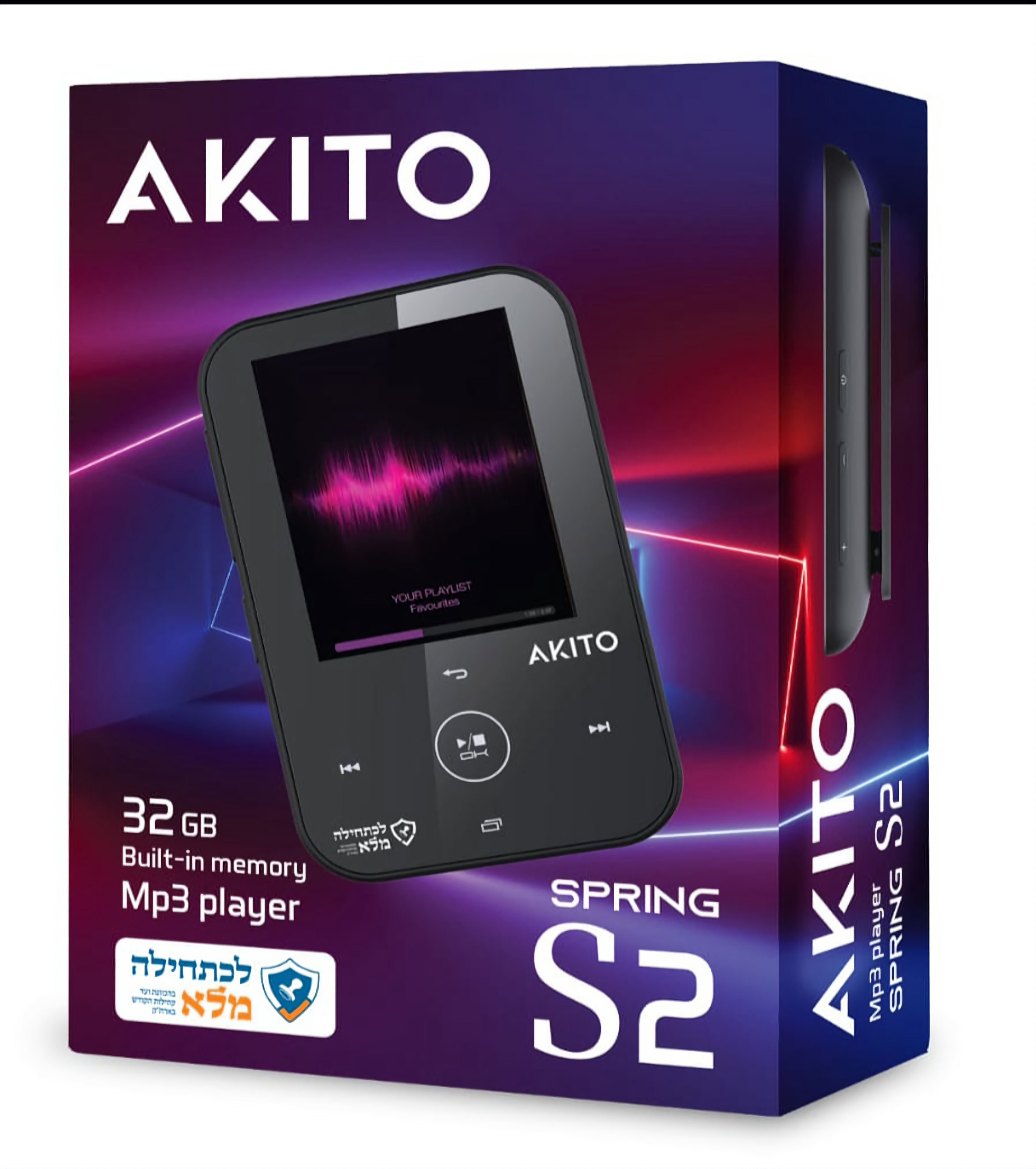 נגן MP3 כשר Akito S2 ללא חריץ Sd - 32GB