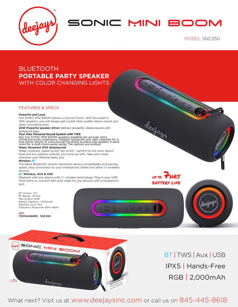 Sonic Mini Boom Bluetooth Speaker - Main Image