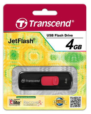 Transcend 4GB JetFlash 500 Retractable USB 2.0 Flash Drive - Black