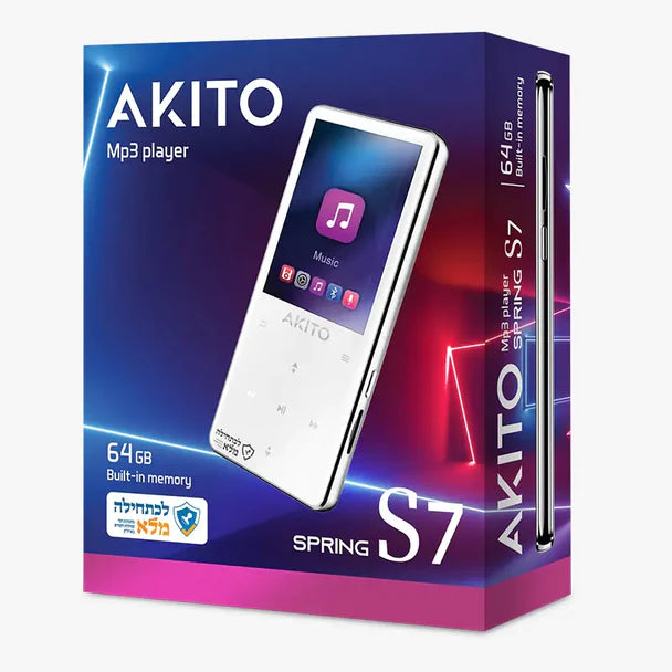 נגן MP3 כשר Akito S7 ללא חריץ Sd - 64GB