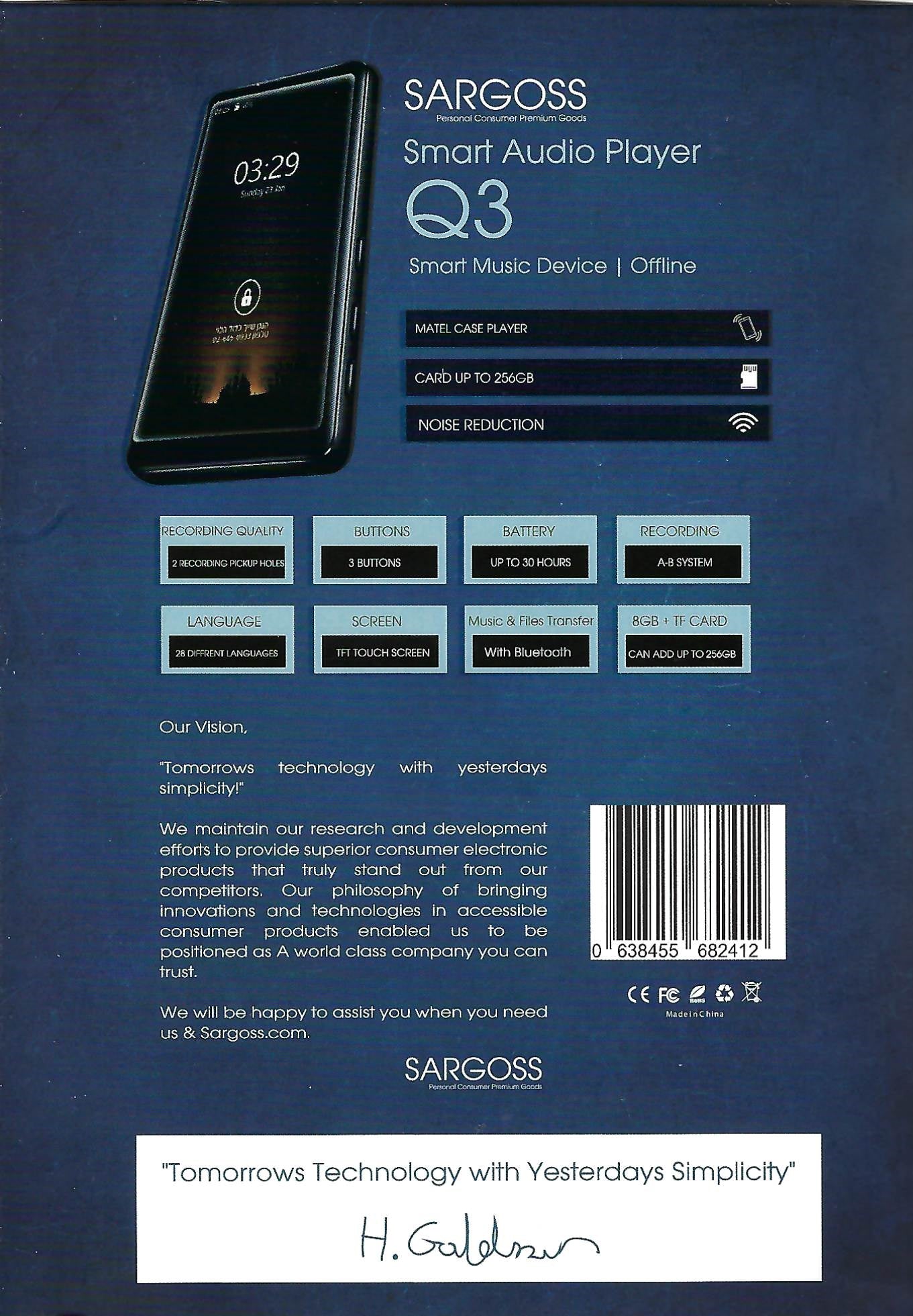 Samvix - SmartBass Q3 MP3 Player - 8GB
